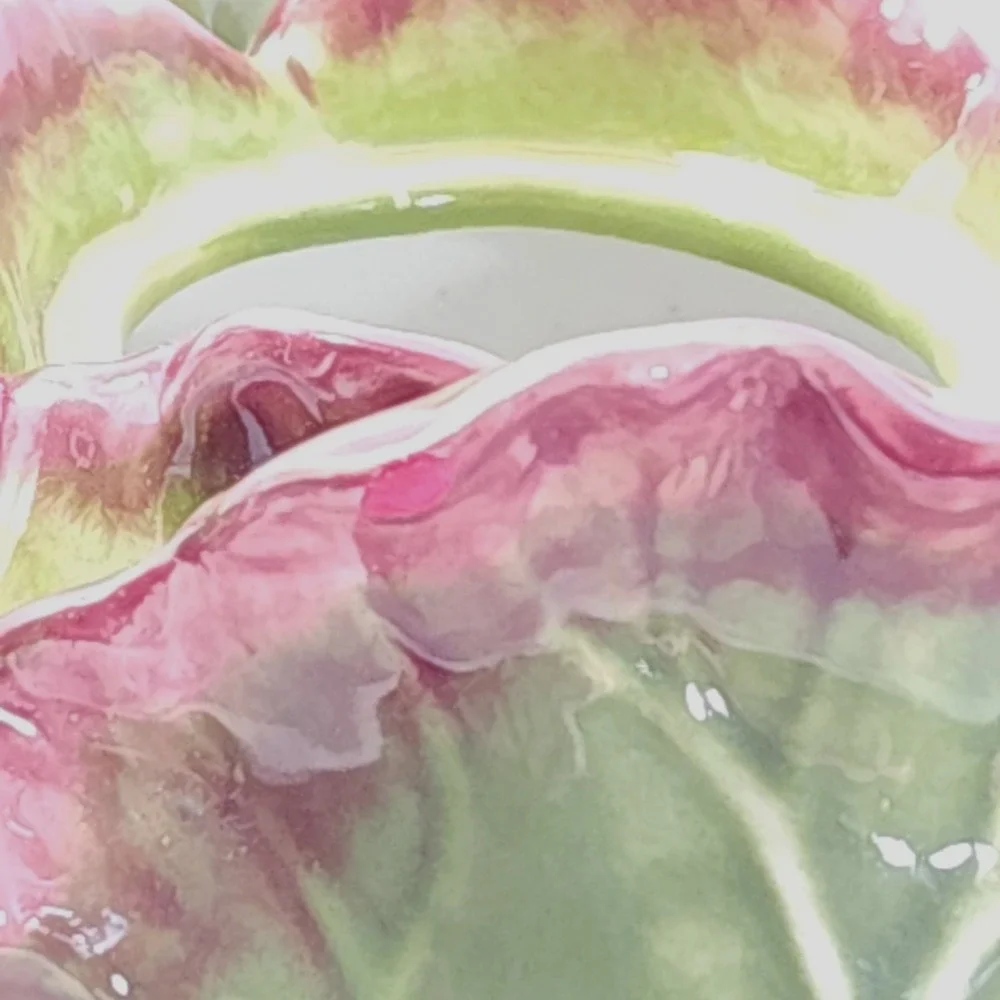 Rare VTG‎ Red Leaf Lettuce Kale Shaped Teapot by Jay Willfred for Andrea Sadek